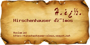 Hirschenhauser Álmos névjegykártya